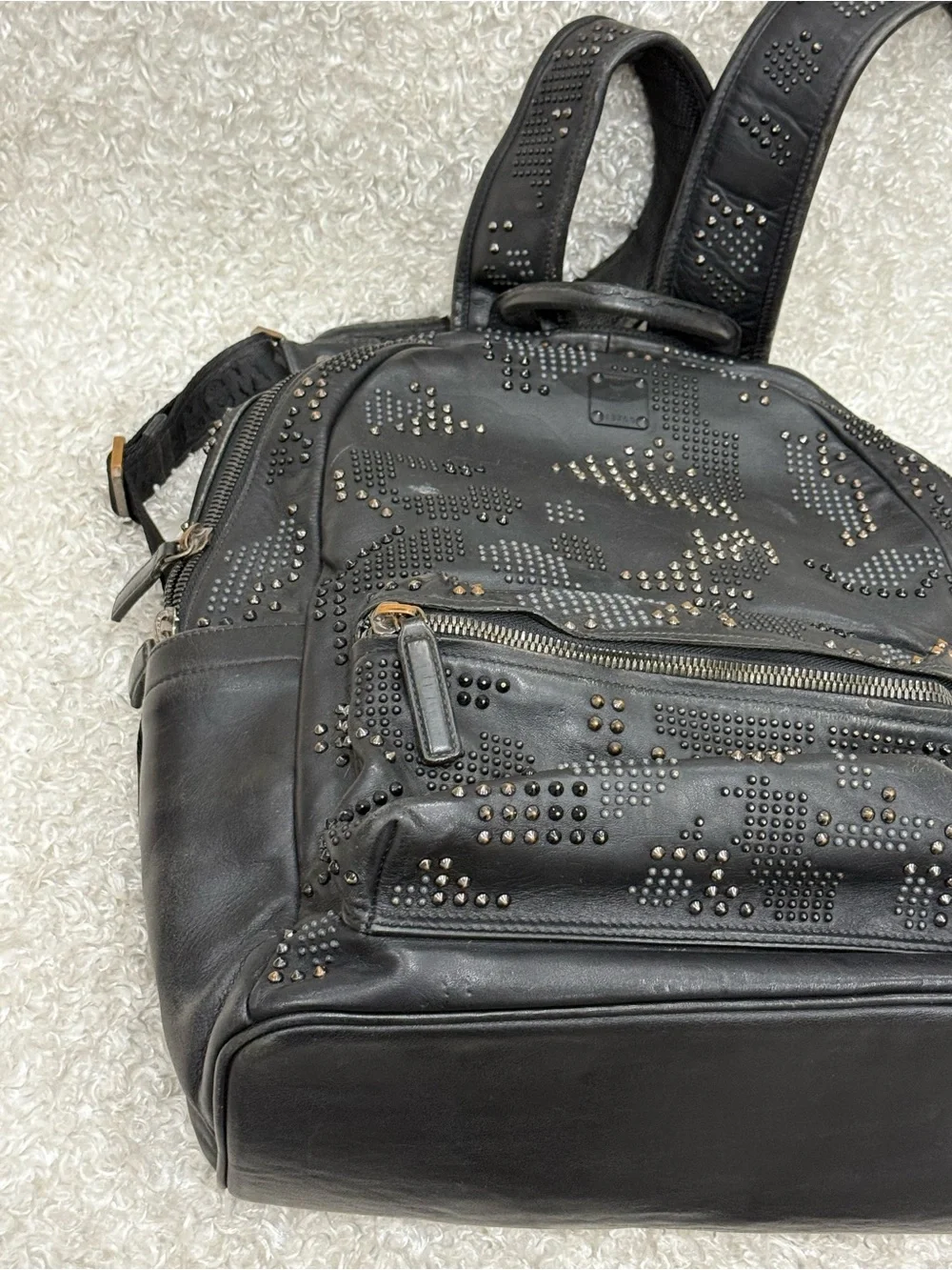 MCM Studded Stark Backpack Black